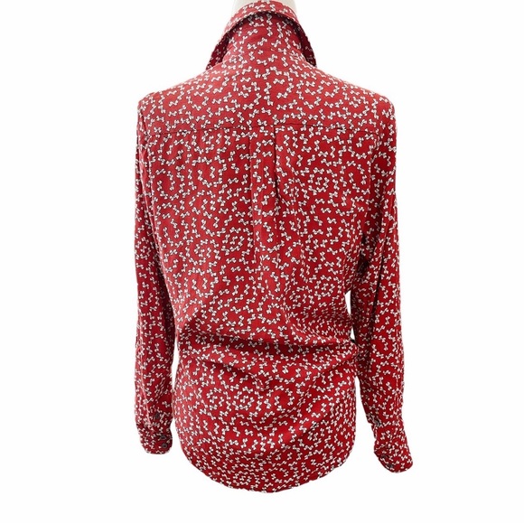 Faithfull the Brand Red Print Bow Tie Front Shirt Oversized 2 - Picture 7 of 9